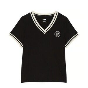 VS PINK DREAMER V NECK TEE TSHIRT BLACK L